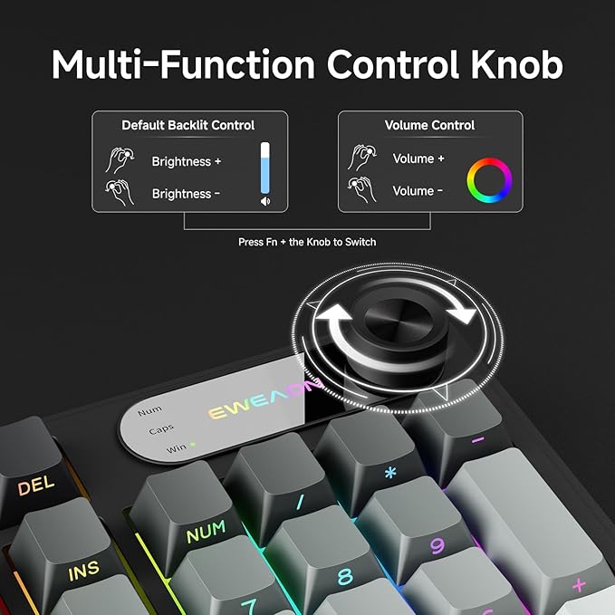 V102 Wired Keyboard, 98 Keys Creamy Gaming Keyboard with Number Pad, Display Screen & Media Knob RGB Silent Wired Cute Computer Keyboard for Laptop PC Gamer-Gradient Black