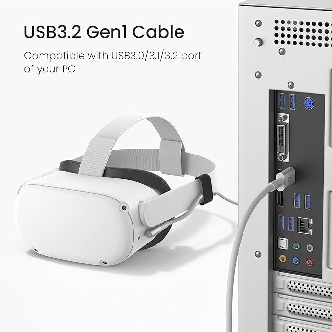 KIWI design 16FT Link Cable Compatible with Oculus/Meta Quest 3S Accessories, and Quest 3/2/Pro/Pico 4, USB 3.0 to USB C Link Cable with 5Gbps Super Speed