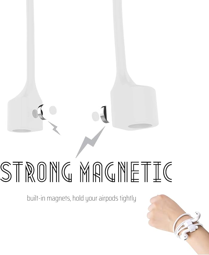 Ultra Strong Magnetic Airpod Pro Strap Anti-Lost Cord Sports Lanyard Compatible with Airpods 3rd 2nd Generation Pro 3 2 1 (White)