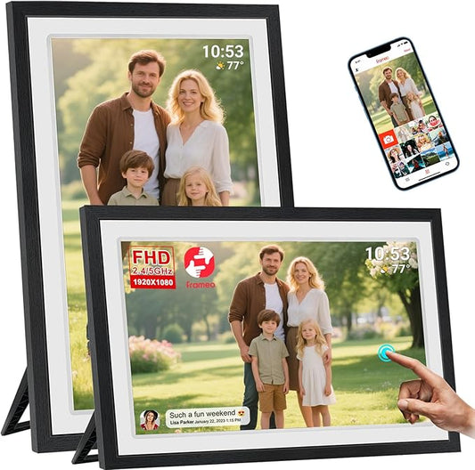 21.5inch FRAMEO Digital Photo Frame with 1920x1080 FHD IPS LCD Touch Screen, Dual-WiFi Share Moments via Frameo, 32GB Storage, USB Drive/SD Card Extend Storage, Auto-Rotate, Wall Mountable with VESA