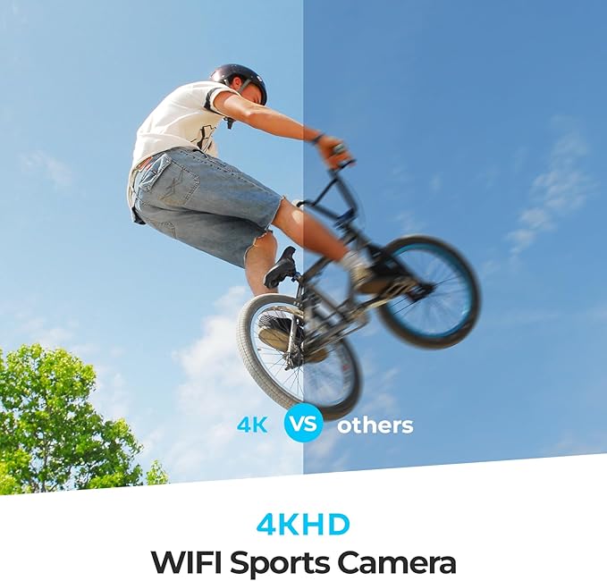 Action Camera 4K30FPS with 64G SD Card 131FT UnderwaterCamera,20MP Sports Camera 170° Waterproof Camera with WiFi,Remote Control,Mounting Kit