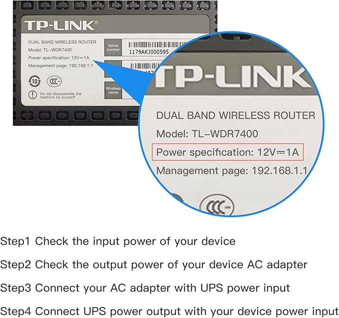 UPS Battery Backup 15000mAh, Home DC 12V/2A Router Uninterruptible Power Supply for LED Light Strip, CCTV Camera, Router and More, UPS Battery Backup & Surge Protector with Multiple DC interfaces