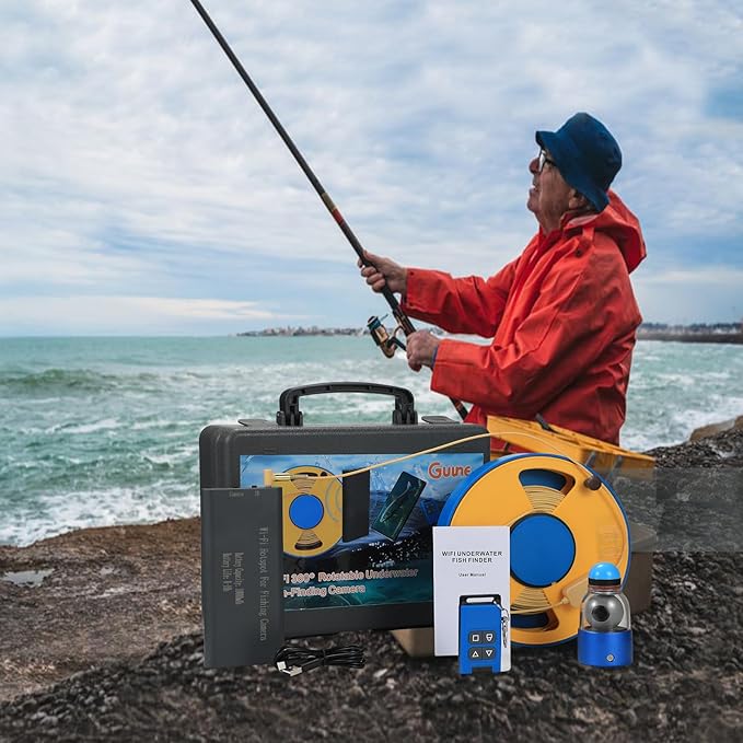 WiFi 360° Fish Finder Underwater Fishing Camera with WiFi Adapter, Infrared Night Vision Light Self-Righting and Temperature Detection