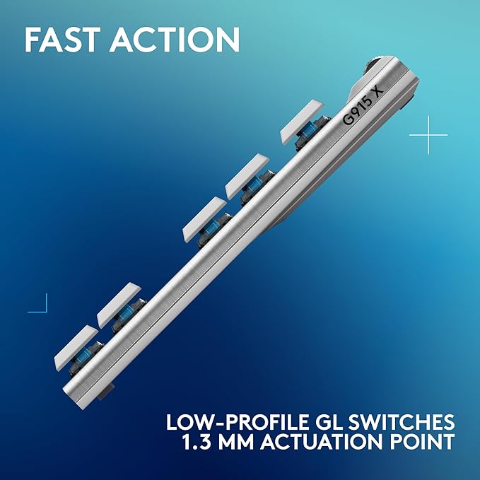 Logitech G915 X Lightspeed TKL Wireless Mechanical Gaming Keyboard, Double-Shot PBT Keycaps, Fully Programmable Keys, RGB Backlit Mac/PC Gaming Keyboards, Aluminum Finish, GL Tactile Switches, White