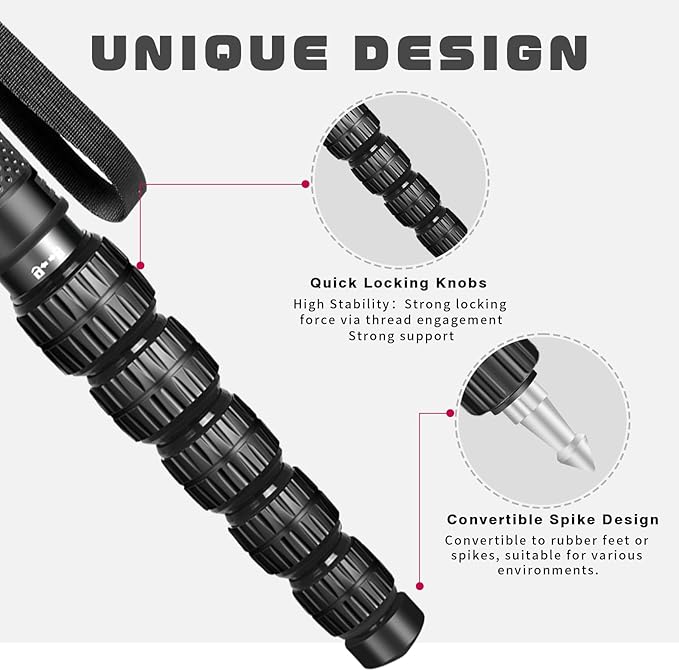 TONYBOO TA-7L 68.5 inch Camera Monopod, 36mm Aluminum Monopod with 6-Section Portable Lightweight, Max Load 40 lbs, Heavy Duty Camera Stand for DSLR Canon Nikon Sony, Easy to Carry