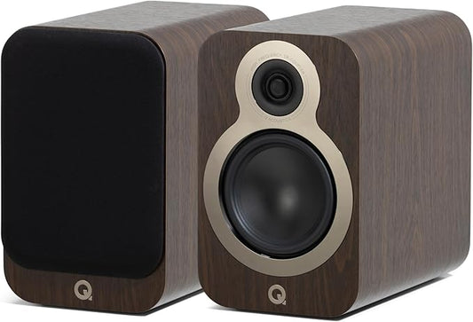 Q Acoustics 3020c Bookshelf Speakers Pair Claro Walnut - 2-Way Reflex Enclosure Type, 4.75" Bass Driver, 0.9" Tweeter - Stereo Speakers/Passive Speakers for Home Theater Sound System