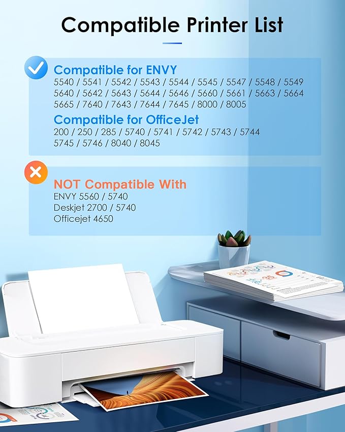 62 Ink Cartridge Replacement for HP Ink 62 HP 62 62XL Works with Envy 5540 5549 5640 5660 7640 7645 OfficeJet Mobile 250 200 OfficeJet 5740 5741 8040 Printer (2 Pack)