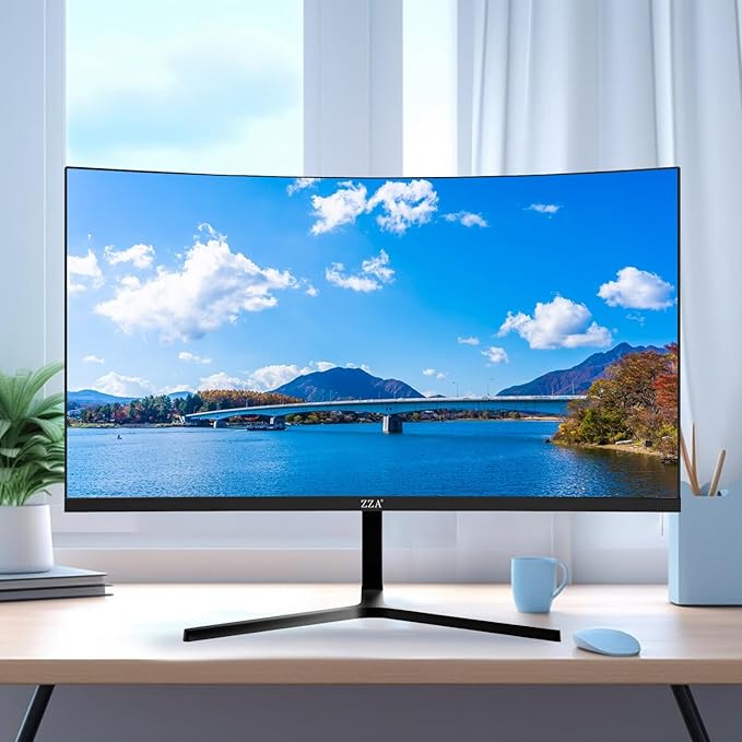 ZZA 24" Curved Gaming Monitor, Support 100Hz, Full HD 1920x1080, Three Narrow bezels，FreeSync Premium - Ultimate Gaming Experience