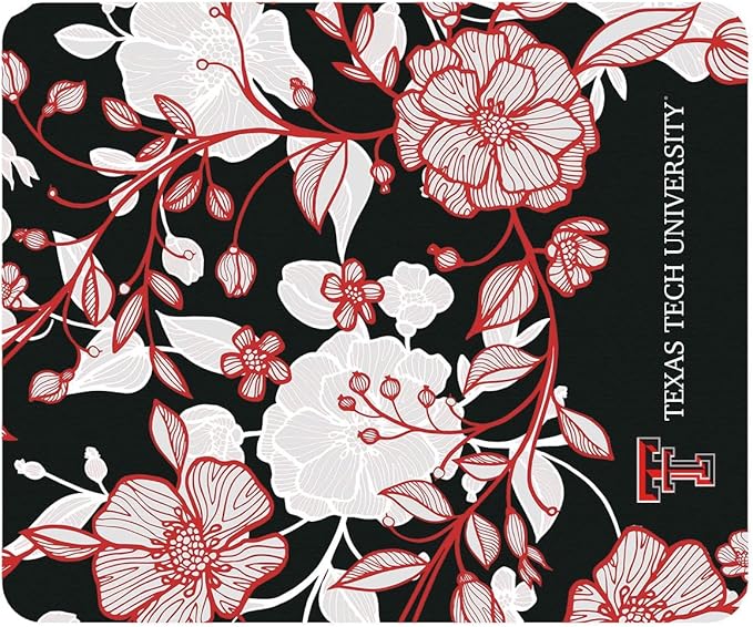 OTM Essentials Texas Tech University Standard Fabric Mouse Pad, Desk Accessories, Standard Fabric Gaming Mouse Pad, Floral Lace V1, Black
