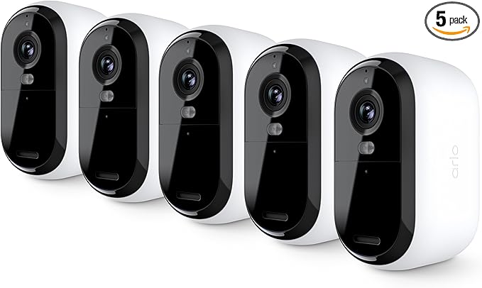 Arlo Essential Security Camera 2K | Indoor - Outdoor | 2nd Gen | Wireless with Spotlight, 2-Way Audio, Color Night Vision, Live Stream, Motion Activation, Real Time Notifications - White, 5 Cameras