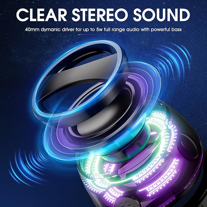 Magnetic Bluetooth Speaker with Multi-RGB Color Light and Phone Holder for Metal Surface Perfect Mini Speaker for Shower,Room,Bike,Car Outdoor Gifts for Teens (2 Pack Black)