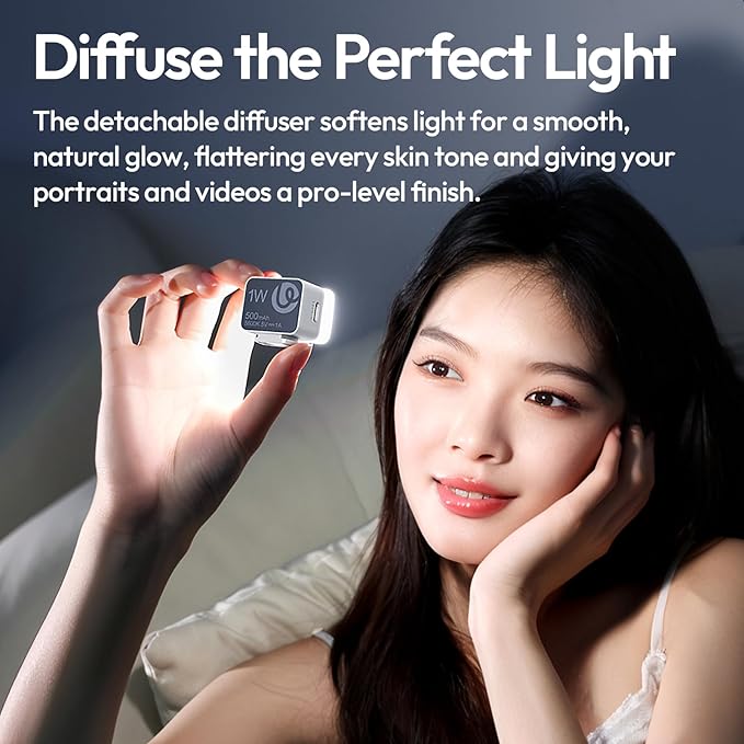 ULANZI DG01 Mini Cube Phone Light Portable LED Camera Light for DJI OSMO Pocket 3 Action Camera Sony zv-e 10 Canon r550,Support Magnetic Attraction & Type-C Charging for ULANZI JJ02 Tripod