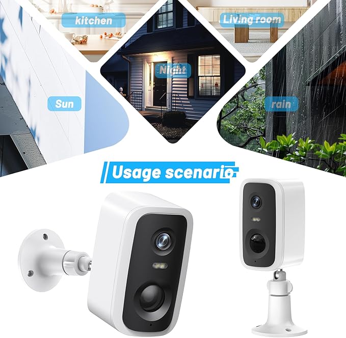 Security Cameras Wireless Outdoor 2 Pack, 2K Battery Powered Cameras for Home Security EseeCloud, 2.4G WiFi Surveillance Indoor AI Motion Detection Color Night Vision 2-Way Talk Waterproof