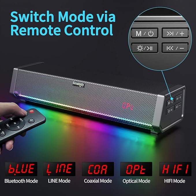 TV Speakers, Home Theater Speaker Wireless Audio Soundbar TV Speaker + Bass Subwoofer Wired Connect, Bluetooth Enabled/Optical/AUX/COAXIAL Inputs with Remote Control