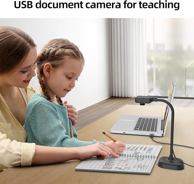 Document Camera for Teachers and Classroom, Gawervan USB Webcam/Doc Camera Built-in Mic— Mac OS, Windows, Chromebook Compatible for Live Demo, Web Conferencing, Distance Learning, Remote Teaching
