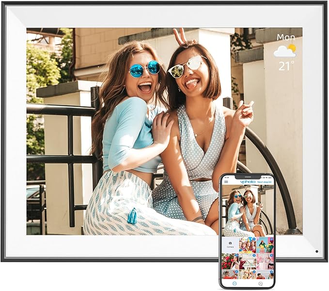 Large-Digital-Photo-Frame 16.2" Digital Picture Frame - 32GB Digital Frame, IPS Touch Screen, Wall Mounted, Full Function, Share Photo Video via App Email, Wall Mountable, Birthday Gifts for Her Him