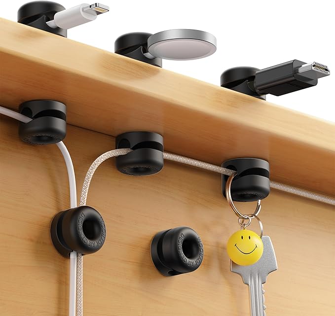 8Pack Cord Organizer JOYROOM Silicone Cable Clips [1s Side-Snap Lock] Desktop Cable Management, Adhesive Phone Charger Wire Keeper for Nightstand Office Workspaces Desk Organization Home Accessories