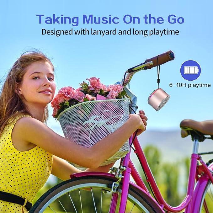 LENRUE Portable Wireless Bluetooth Speaker with Built-in-Mic,Handsfree Call,AUX Line,HD Sound and Bass for iPhone Ipad Android Smartphone and More (Pink+case)