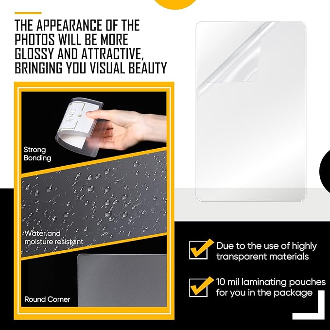 Sherr 200 Pack 10 Mil Laminating Pouches Thermal Laminating Sheets Letter Size Clear Plastic Paper Hot Glossy Sheets Office Supplies (2.6 x 3.9 Inch)