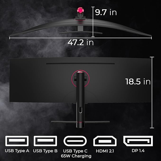 Deco Gear 49" Curved Ultrawide 5K Gaming Monitor, 32:9, 120 Hz, 101% NTSC 100% sRGB, Adjustable, Home Office and Entertainment Workstation