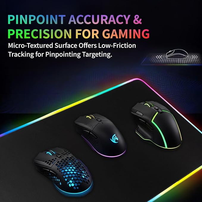 RGB Gaming Mouse Pad-14 Light Modes, Extended Soft LED Mouse Pad, Anti-Slip Rubber Base, Computer Keyboard Large Mousepad Mat, Waterproof Mousepads (31.5 * 12 Inch)