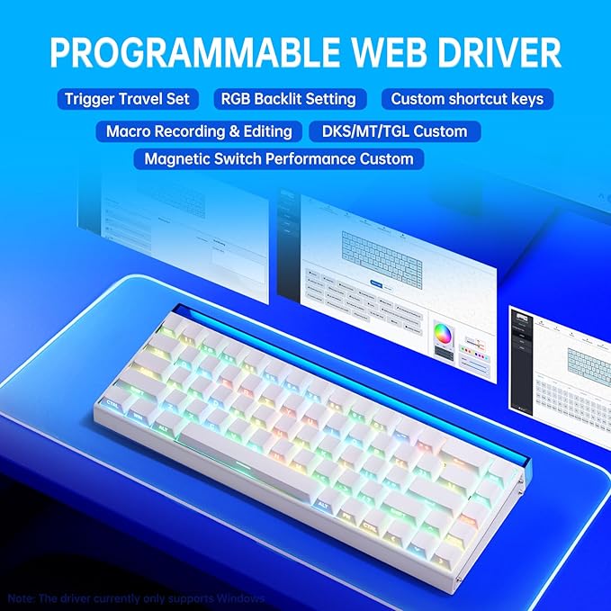 X Aula Gaming Keyboard, Wired 60 Percent Mini Keyboard Mechanical, Hall Effect Magnetic Switch Hot Swappable, 8000 Hz Polling Rate Fast Response Keyboards for PC/Mac Gamer/Typist/Travel