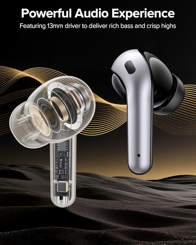 TAGRY Bluetooth Headphones True Wireless Earbuds 60H Playback LED Power Display Earphones with Wireless Charging Case IPX5 Waterproof in-Ear Ear buds with Mic for TV Smart Phone Laptop Computer Sports