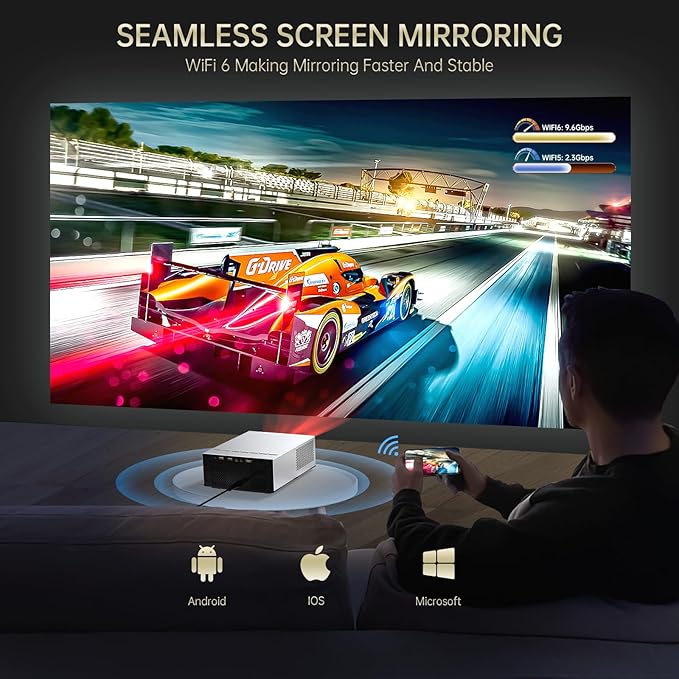 XIDU Portable Projector with WIFI and Bluetooth [Metal Housing/2000ANSI/UHD Native 1080P/Wireless Casting/Electric Focus/Auto Keystone] 4K Outdoor Movie Projector for Home,TV stick,iOS,Android,Laptop