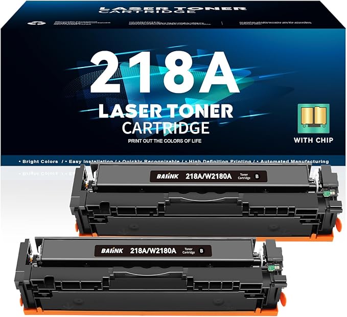 218A Toner Cartridge 2 Black (with Chip) Replacement for HP 218A 218X Compatible for Color Pro 3201dw MFP 3301fdw 3301sdw 3301cdw 3201 3301 Printer W2181A W2182A W2183A (2 Black)