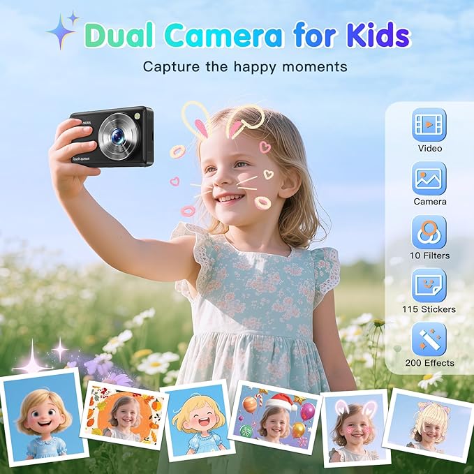 AI Digital Camera, WiFi Cameras for Photography with Object Recognition, Compact Point and Shoot Digital Camera with Dual Lens, Flash, 3.6" Touch Screen, Gift for Kids Teens