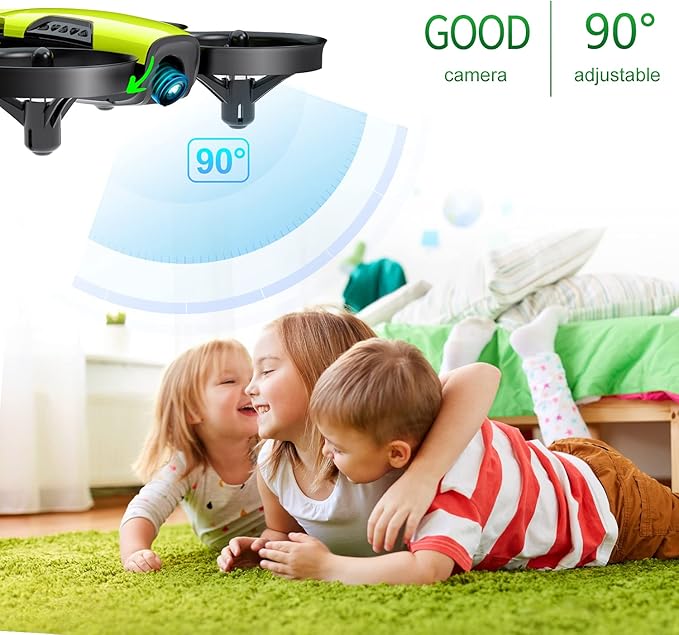 Loolinn | Drones for Kids Gift with Camera - Mini Drone with 90° Adjustable Camera, Safe for Kids, Photos and Videos, Includes three batteries (Gift for Kids)