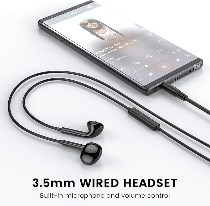 MOSWAG Wired Earbuds with Microphone, 3.5mm Jack in Ear Headphones with Microphone Suitable for Smartphones, Computers, Laptops, IPads, MP3 Players, Etc