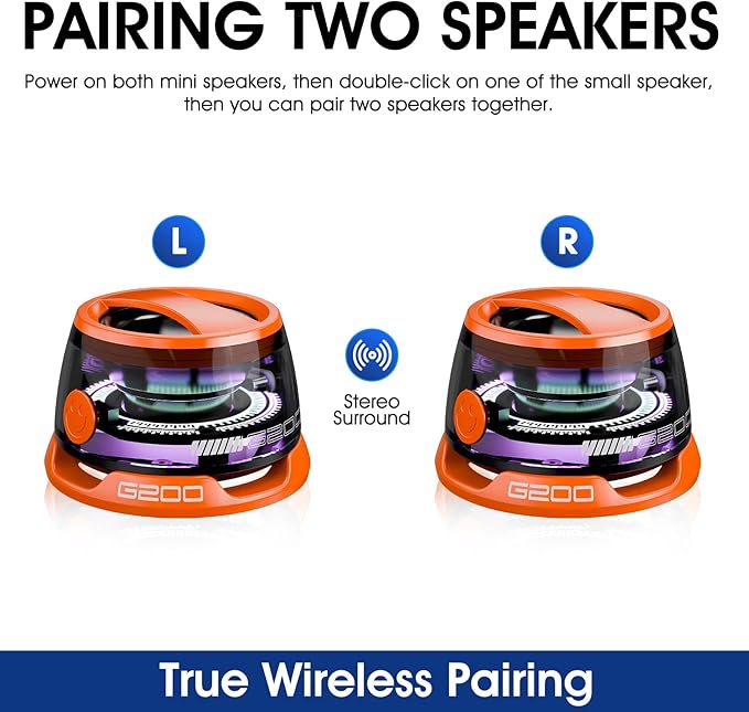 Magnetic Bluetooth Speaker,Small Bluetooth Speaker with Multi-RGB Color Light and Phone Holder for Metal Surface, Perfect Mini Speaker for Shower,Room,Bike,Car,Outdoor Gifts for Teens (1 Pack Orange)