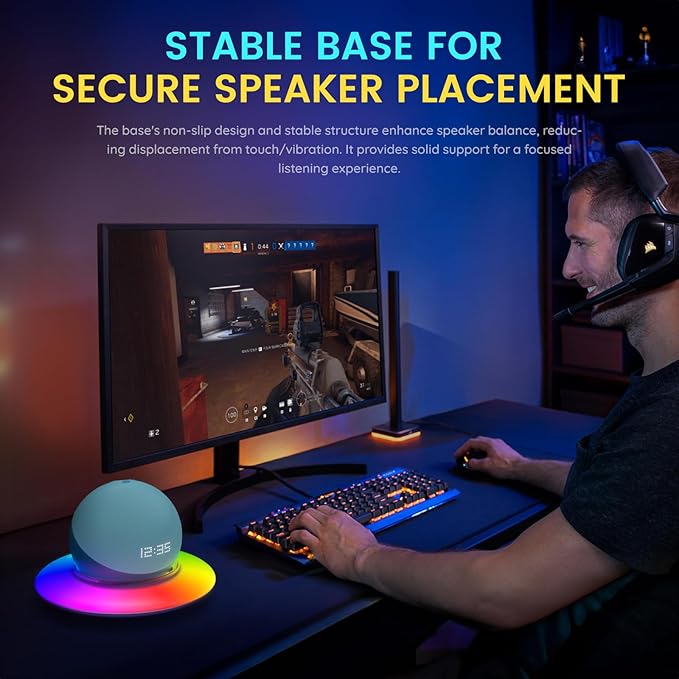 Dream Color LED Light Speaker Base, Desktop Holder Mount,Compatible Echo Dot (5th Gen)，Echo Spot，HomePod mini，Echo Dot (4th Gen)，Echo Dot (3red Gen)，Ehco Pop，Exquisite Desktop Decoration