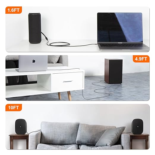 CableCreation 3.5mm to RCA Cable, 3.5mm Male to 2RCA Male Stereo Y Splitter RCA Cord Compatible with Echo Dot, Smartphone, MP3, Tablet, Stereo Receiver, Car, Speaker, HDTV ect,16.5FT/5M