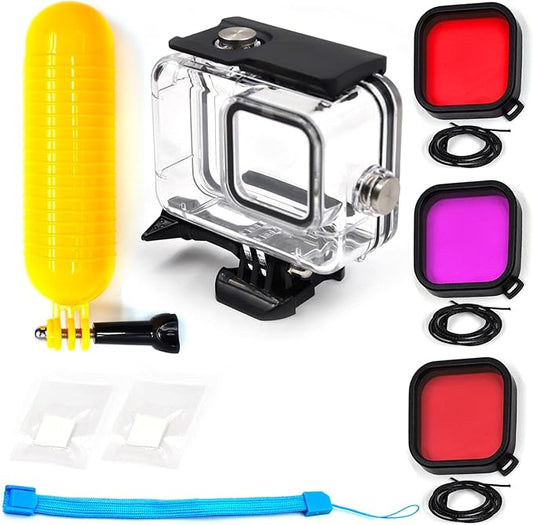 Waterproof Case with Dive Filters for GoPro Hero 12/11/10/9 Black with Bracket Accessories,Professional Action Camera Dive Accessory,Protective Underwater Dive Housing Case Accessories Kit Bundle