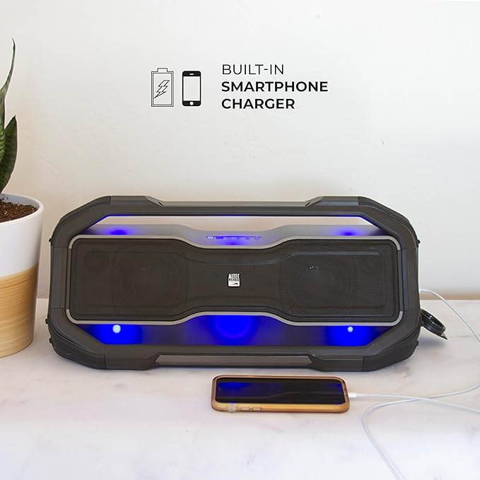 Altec Lansing ROCKBOX XL Wireless Bluetooth Speaker, Portable Waterproof Speaker with 20 Hour Playtime and 5 Illuminating LED Light Modes, Floating Wireless for Indoors and Outdoors