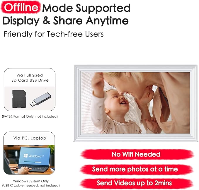 Digital Picture Frame, Frameo 15.6 inch Large Digital Photo Frame WiFi, 1920*1080 IPS FHD Touchscreen, 32GB Storage, Instant Share Pictures Video, Photo Frame Electronic, House Warming, Gift for Mom