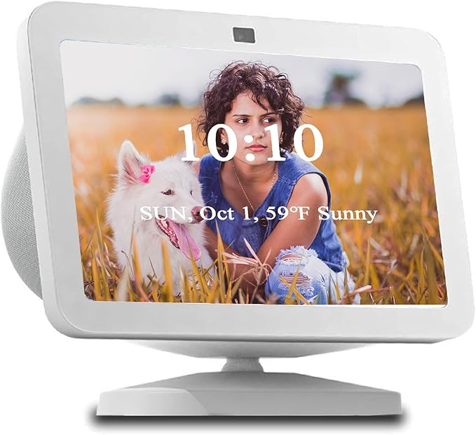 Adjustable Stand for All-new Echo Show 8 (3rd Gen, 2023 release), Smart Display Magnetic Stand Mount Compatible with Echo Show 8 (3rd Gen), with 360 Degree Rotation Tilt and Anti-Slip Base (White)
