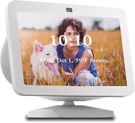 Adjustable Stand for All-new Echo Show 8 (3rd Gen, 2023 release), Smart Display Magnetic Stand Mount Compatible with Echo Show 8 (3rd Gen), with 360 Degree Rotation Tilt and Anti-Slip Base (White)