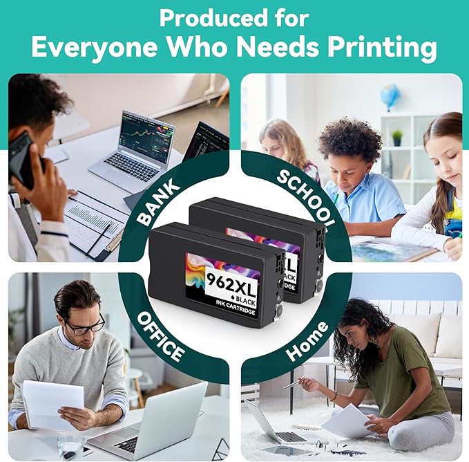 962XL Remanufactured Ink Cartridges Combo Pack Compatible for HP 962 XL HP962XL Black Replacement for HP OfficeJet Pro 9010e 9012e 9014e 9015e 9018e 9019e 9020e 9022e 9025e 9028e Series (2 Pack)