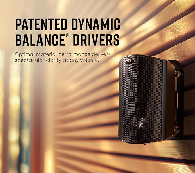 Polk Audio Atrium 4 Weatherproof Outdoor Speakers with Powerful Bass (Pair, Black), All-Weather Durability, Broad Sound Coverage, Speed-Lock Mounting System