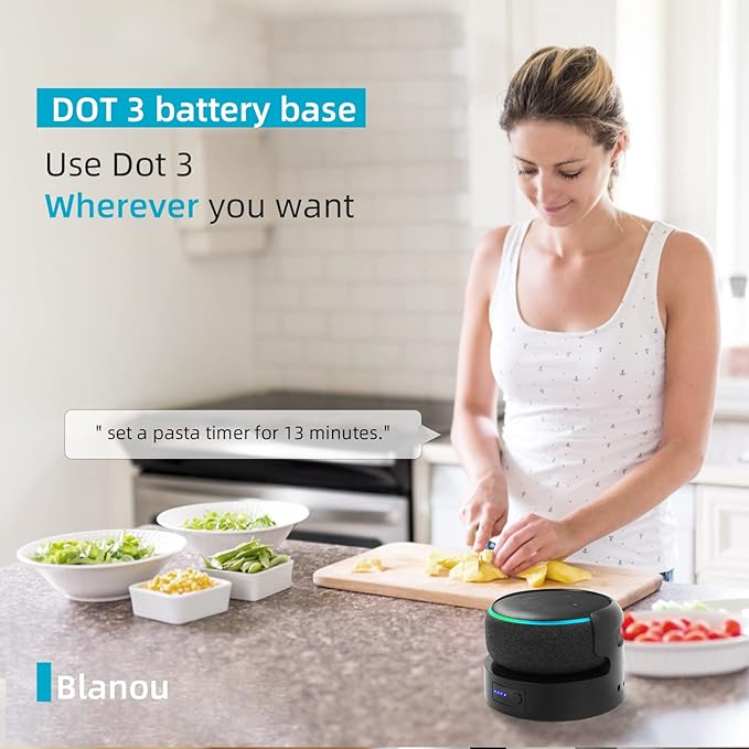 Echo Dot 3 Battery Base, Portable Dot 3rd Gen Mini 2 Battery Base, 5200 mAh 8 Hours Work Time, Black（Not Include Speaker）