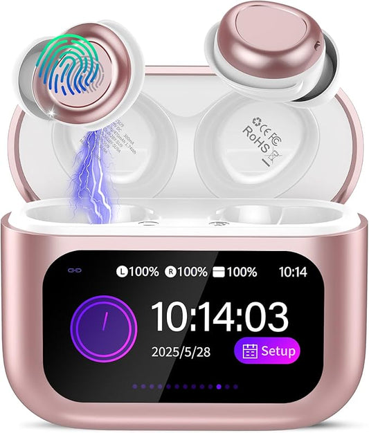 Sleep Earbuds Bluetooth 5.4 in Ear Touch Screen Sleep Headphones, Small Design Mini Sleep Earbuds for Side Sleepers with Sleep Mode, 48H Playtime Sleep Earphones Clear Calls, 5 EQ Modes, Rose