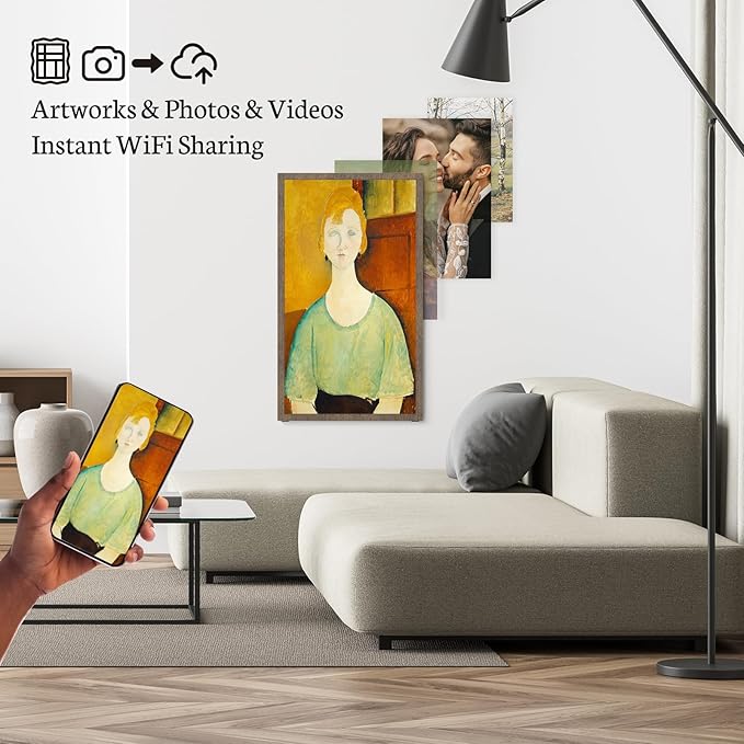BSIMB Large Digital Picture Frame 21.5 Inch, Touchscreen 1920x1080 FHD WiFi Digital Photo Frame Electronic 32GB Remote Control, Share Pictures/Videos via App/USB/SD Easy Setup Gifts for Mom, Dark Wood