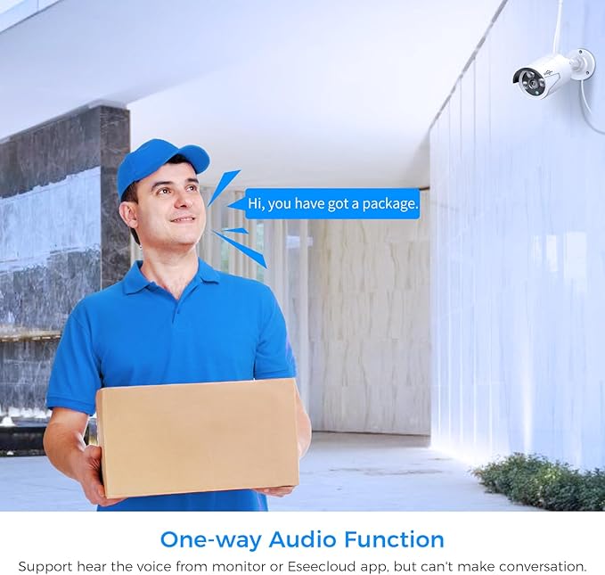 [Wireless Pro, 100ft Range] Hiseeu Wireless Security Camera System, Expandable 16CH 4K NVR, 4Pcs 3MP Night Vision WiFi Cameras Home Surveillance Outdoor, Motion Detection, 1TB HDD, One-Way Audio