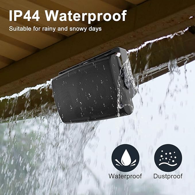 STUDIOFINIX 6.5 Inch 400W Outdoor Bluetooth Speakers Waterproof Wired, Wall Mount Speakers All-Weather Durability for Patio, Covered, Deck, Porch, Pool(Pair, Black)