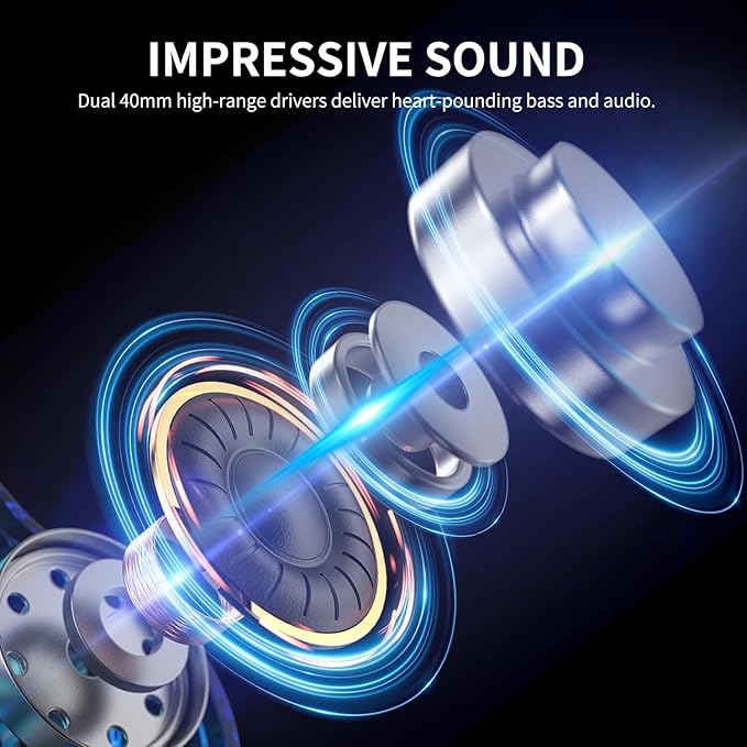 AUSDOM Bluetooth Headphones Noise Cancelling: Over Ear Wireless ANC Headphones with Microphone, 50Hrs Playtime, Deep Bass, Hi-Fi Sound, Comfortable Ear Cushions for Travel Work Cellphones, Silver