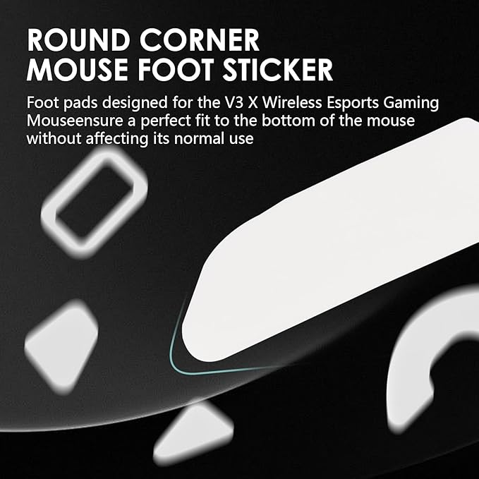 2 Pack V3 X Wireless Esports Gaming Mouse Feet Sliding Stickers, Mice Glass Skates Pad, Replacement Glide Stickers for Smooth Control and Precision on Any Gaming Surface (White PTFE)