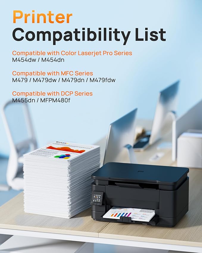 E-Z Ink 414A with Chip Compatible Replacement for HP 414A Toner Cartridges 4 Pack 414X to Use with HP Color Laserjet Pro M454dw M454dn MFP M479dw M479dn M479fdw Enterprise M455dn MFP M480f (BCMY)